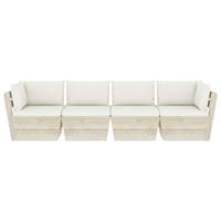 vidaxl Garten-Palettensofa 4-Sitzer mit Kissen Fichtenholz