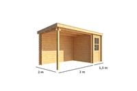 Warentuin Collection Blokhut met overkapping Els 450 cm bij 200 cm diep Lessenaarsdak
