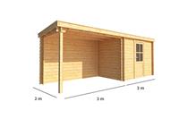 Warentuin Collection Blokhut met overkapping Els 600 cm bij 200 cm diep Lessenaarsdak