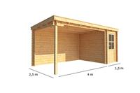Warentuin Collection Blokhut met overkapping Els 550 cm bij 250 cm diep Lessenaarsdak