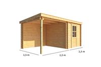 Warentuin Collection Blokhut met overkapping Els 500 cm bij 250 cm diep Lessenaarsdak