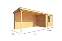Warentuin Collection Blokhut met overkapping Els 650 cm bij 200 cm diep Lessenaarsdak