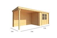 Warentuin Collection Blokhut met overkapping Els 600 cm bij 200 cm diep Lessenaarsdak