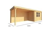 Warentuin Collection Blokhut met overkapping Els 650 cm bij 200 cm diep Lessenaarsdak