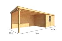 Warentuin Collection Blokhut met overkapping Els 650 cm bij 250 cm diep Lessenaarsdak