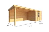 Warentuin Collection Blokhut met overkapping Els 600 cm bij 300 cm diep Lessenaarsdak