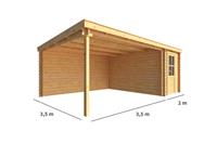 Warentuin Collection Blokhut met overkapping Els 550 cm bij 350 cm diep Lessenaarsdak