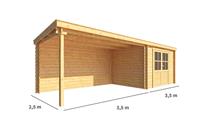 Warentuin Collection Blokhut met overkapping Els 700 cm bij 250 cm diep Lessenaarsdak