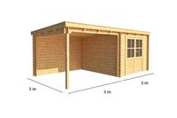 Warentuin Collection Blokhut met overkapping Els 600 cm bij 300 cm diep Lessenaarsdak