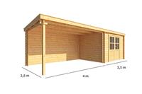 Warentuin Collection Blokhut met overkapping Els 750 cm bij 250 cm diep Lessenaarsdak