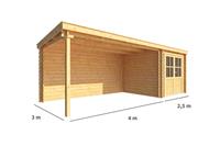 Warentuin Collection Blokhut met overkapping Els 650 cm bij 300 cm diep Lessenaarsdak