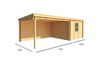 Warentuin Collection Blokhut met overkapping Els 700 cm bij 300 cm diep Lessenaarsdak
