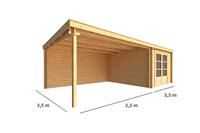 Warentuin Collection Blokhut met overkapping Els 600 cm bij 350 cm diep Lessenaarsdak