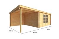 Warentuin Collection Blokhut met overkapping Els 750 cm bij 350 cm diep Lessenaarsdak