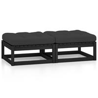 VIDAXL Garten-Fußhocker mit Kissen 2 Stk. Massivholz Kiefer
