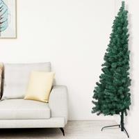 vidaXL - Kunstkerstboom - met - standaard - half - 180 - cm - PVC - groen