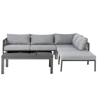 Beliani Loungeset aluminium grijs/zwart FORANO