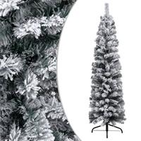 vidaXL Schlanker Künstlicher Weihnachtsbaum Beschneit Grün 150 cm PVC 
