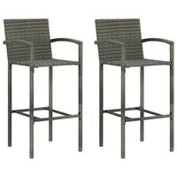 vidaXL 3-tlg. Garten-Bar-Set mit Armlehnen Poly Rattan Grau 