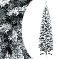 VidaXL Kunstkerstboom met sneeuwvlokken smal 180 cm PVC groen