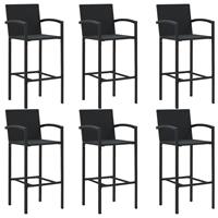 vidaXL 7-tlg. Garten-Bar-Set mit Armlehnen Poly Rattan Schwarz 