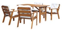 House of Woods | Set van 4 tuinstoelen + tuintafel Venta met kussens
