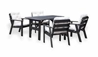 House of Woods | Set van 4 tuinstoelen met kussens + tuintafel Venta