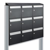 Allux Brievenbusunit Flow set vrijstaand 3-breed, 3-hoog - zwart
