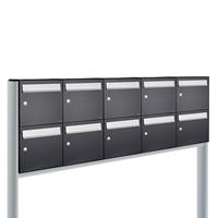 Allux Brievenbusunit Flow set vrijstaand 5-breed, 2-hoog - zwart