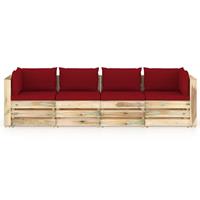 vidaXL 4-Sitzer-Gartensofa mit Kissen Grün Imprägniertes Holz 