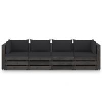 vidaXL 4-Sitzer-Gartensofa mit Kissen Grau Imprägniertes Holz 