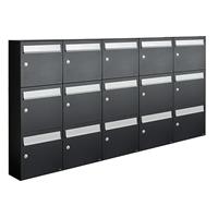 Allux Brievenbusunit Flow set wand 5-breed, 3-hoog - zwart