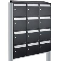 Allux Brievenbusunit Flow set vrijstaand 3-breed, 4-hoog - zwart
