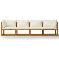 vidaXL 4-Sitzer-Gartensofa mit Auflagen Creme Akazie Massivholz 