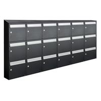 Allux Brievenbusunit Flow set wand 6-breed, 3-hoog - zwart
