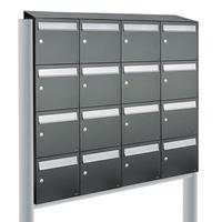 Allux Brievenbusunit Flow set vrijstaand 4-breed, 4-hoog - antraciet