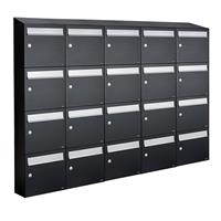 Allux Brievenbusunit Flow set wand 5-breed, 4-hoog - zwart