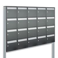 Allux Brievenbusunit Flow set vrijstaand 5-breed, 4-hoog - antraciet