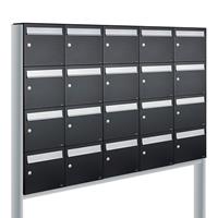 Allux Brievenbusunit Flow set vrijstaand 5-breed, 4-hoog - zwart