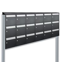 Allux Brievenbusunit Flow set vrijstaand 6-breed, 3-hoog - zwart