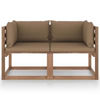 vidaXL Garten-Palettensofa 2-Sitzer mit Kissen Taupe Kiefernholz 