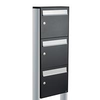 Allux Brievenbusunit Flow set vrijstaand 3-hoog - zwart