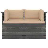 vidaXL Tuinbank 2-zits met kussens pallet massief grenenhout