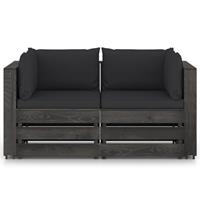 vidaXL 2-Sitzer-Gartensofa mit Kissen Grau Imprägniertes Holz 