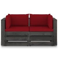 vidaXL 2-Sitzer-Gartensofa mit Kissen Grau Imprägniertes Holz 