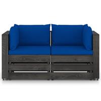 vidaXL Tuinbank 2-zits met kussens grijs geïmpregneerd hout