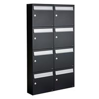 Allux Brievenbusunit Flow set wand 2-breed, 4-hoog - zwart