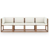 vidaxl Garten-Palettensofa 4-Sitzer mit Kissen Kiefernholz Imprägniert