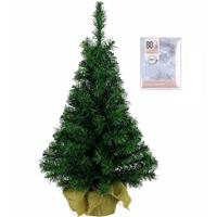 Decoris Volle Kerstboom In Jute Zak 60 Cm Inclusief Helder Witte Kerstverlichting