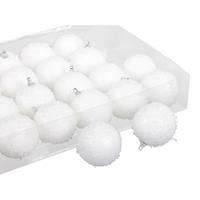 Bellatio 24x Kleine Kunststof Kerstballen Met Sneeuw Effect Wit 6 Cm - Witte Sneeuw Kerstballen 6 Cm